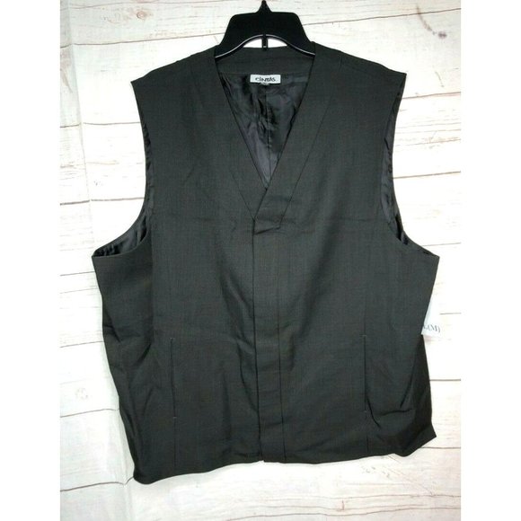 Cintas Men XL Charcoal Gray Men 2 Pocket Polyester Side Slit Suit Or Casual Vest - Picture 1 of 12